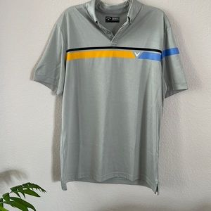 Callaway OPTI-Dri Charge Polo Mens Performance Golf Shirt Gray Size Large Stripe